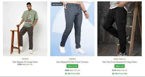 Image of Men's cargo pant starting at ₹180
