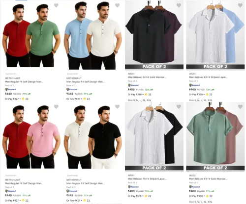 Image of Men’s Casual Shirts (Pack of 2) Starting at Just ₹400
