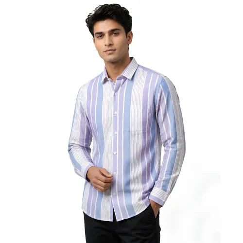 Image of Men's Full Sleeve Striped Regular Fit Casual Shirt