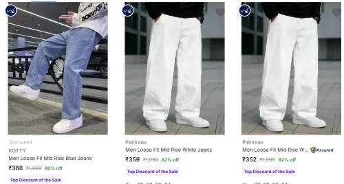 Image of Men's Jeans at minimum 80% Discount