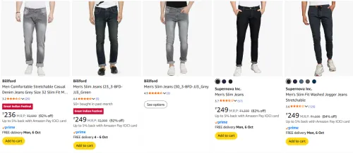 Image of Men's jeans starting @ ₹236