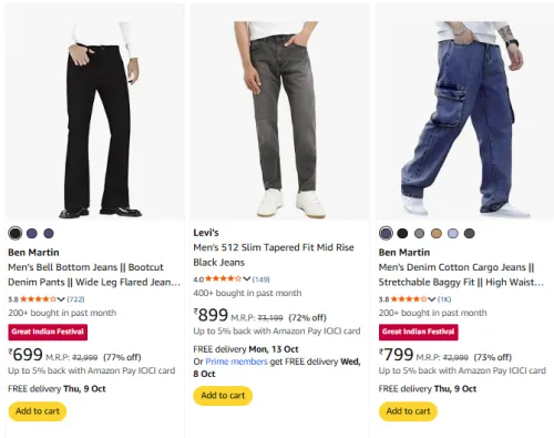 Image of Men's jeans upto 77% Discount