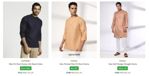 Image of Men's kurtas starting at ₹112