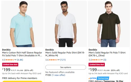 Image of Men's Polo T-shirt Starting at ₹199