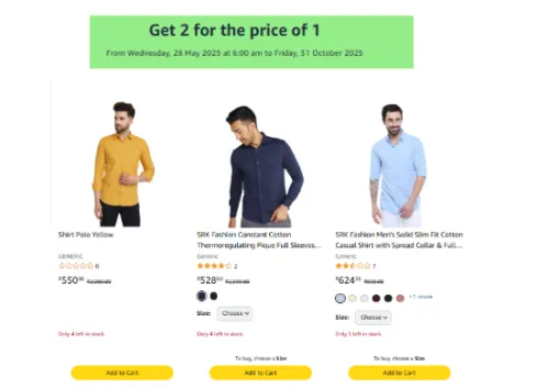 Image of Men's Shirts: Buy 1 Get 1 Free | Add to In cart for Auto Discount