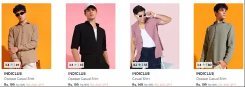 Image of Men's Shirts Starting at ₹199