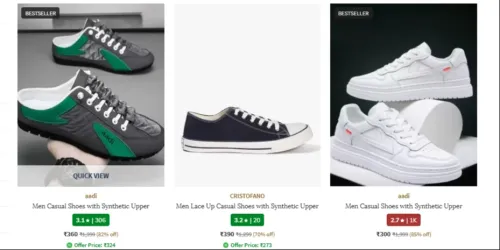 Image of men's shoes starting at ₹300
