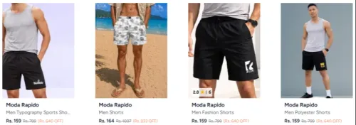 Image of Men's shorts at minimum ₹159