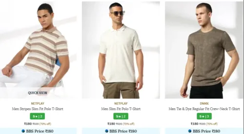 Image of men's silmfit polo tshirt starting @ ₹ 180