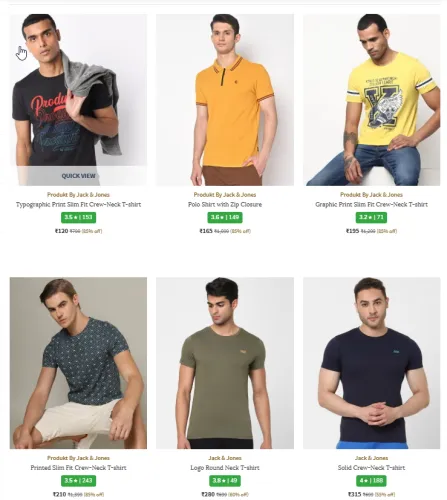 Image of Men's T-shirts Starting @ ₹120