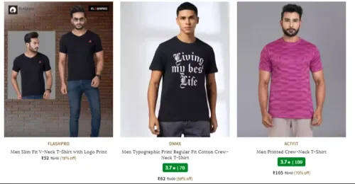 Image of Men's T-shirts Starting at ₹52