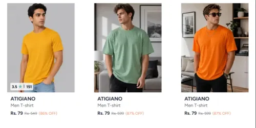 Image of Men's T-shirts Starting at ₹79