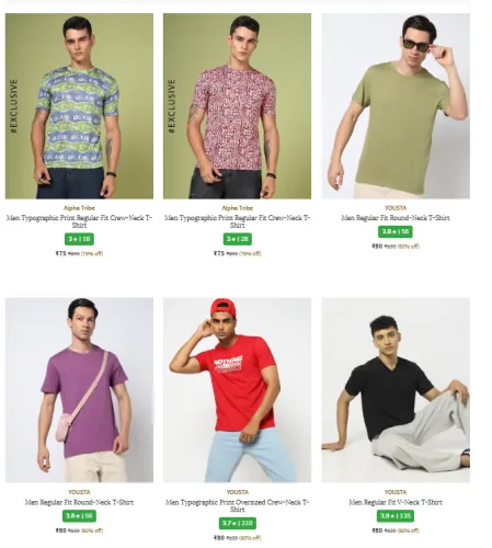 Image of Men's Tshirt Starting at ₹75