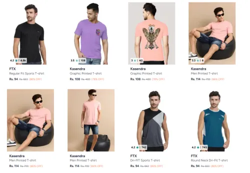 Image of Men's T-shirt Starting at ₹94