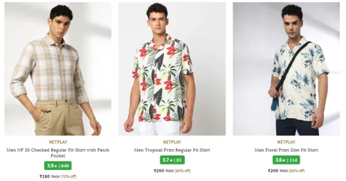 Image of men Shirt Starting @ ₹180