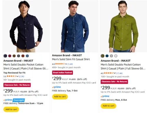Image of Men Shirt Starting @ ₹299