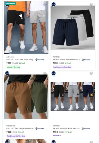 Image of Men Shorts Starting @ ₹237