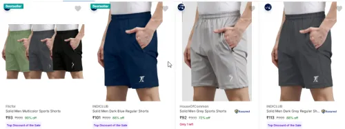 Image of Men Shorts upto 90% Discount