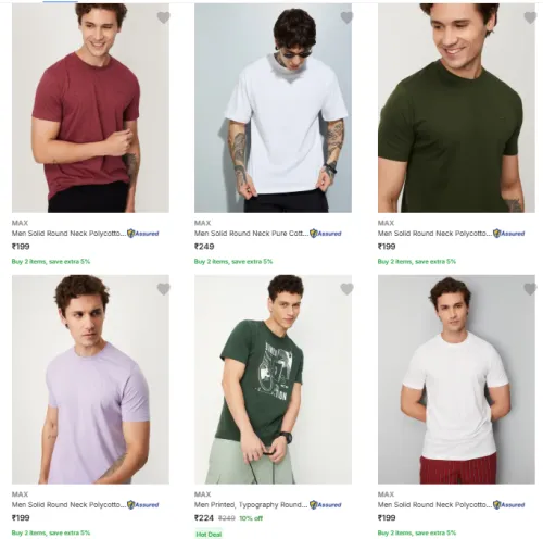 Image of Men T-Shirt Starting @ ₹199