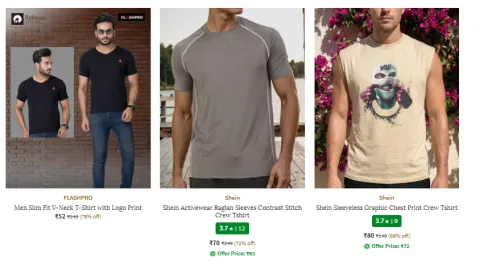 Image of Men T-shirt Starting @ ₹52