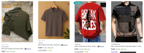 Image of Men Tshirt Starting @ ₹242