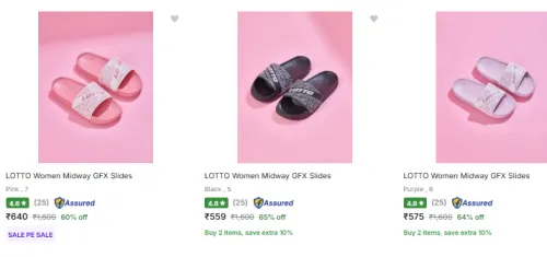 Image of Men & Women Slides Minimum 60% Discount + 10% Bank offer + Buy More Save More Also Available 