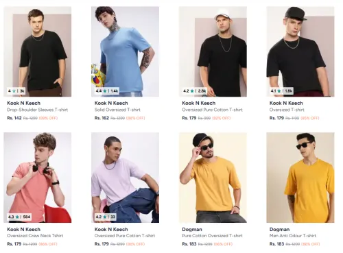 Image of Men's Branded T-Shirts Starting at ₹142