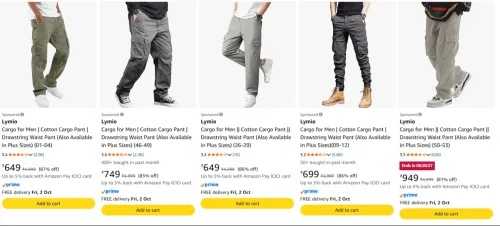 Image of Men's Cargo Jogger upto 87% Discount