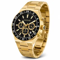 Men's Chronograph Watch, Stainless Steel Case, Analog Display, Black, Round Dial, Water Resistant 30M