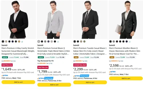 Image of Men's Formal Blazer at minimum 62% Discount