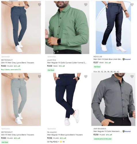 Image of Men's Formal Shirts, Trousers @ Under ₹299