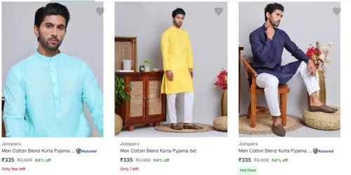 Image of Men's Kurta & Pyjama Set Starting at ₹335