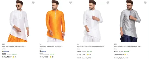 Image of Men's Kurtas upto 81% Discount