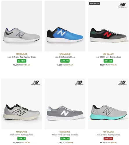 Image of Men's NEW BALANCE shoes starting @ ₹1175