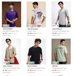 Men's Over Sized Tshirts Starting @ ₹179