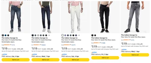Image of The Indian Garage Co Mens Pant at 74% discount 