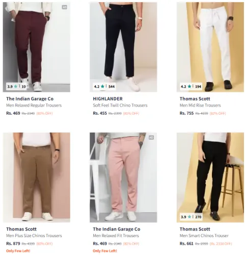Image of Men's Premium Trousers @ Minimum 80% Discount
