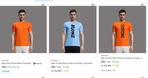 Image of Men's Premium t-shirt from ₹90