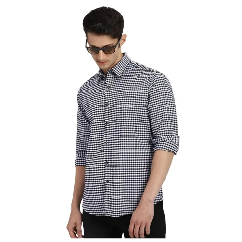 Image of Men's Shirt Ful Sleeves Single Pocket, Black n White