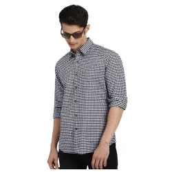 Mens Shirt Ful Sleeves Single Pocket, Black n White