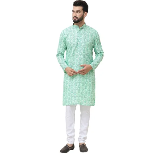 Image of SOJANYA(Since 1958 Men’s Silk Blend Paisley Design Kurta & Off-White Churidar Pyjama Set