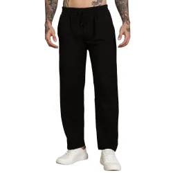 Men’s Slim Fit Trouser | Casual Bottoms with Elastic Waist & Drawstring | Soft Stretchable Fabric | Stylish Straight Fit Trousers for Office, Travel & Daily Use