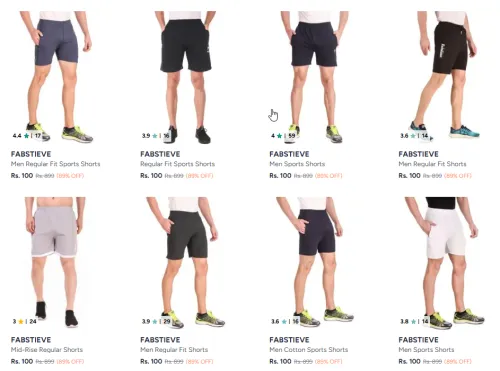Image of Men's Sports Shorts Starting at ₹100