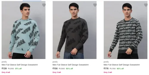Image of UP TO 91% OFF | Men's Sweatshirts @ Starting ₹139