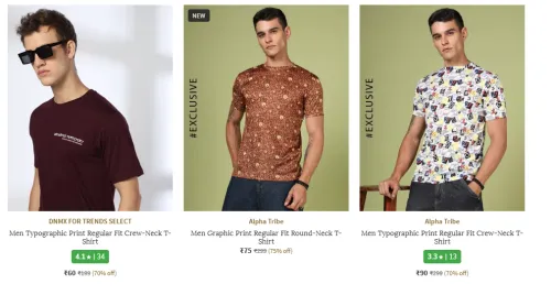 Image of Mens T-shirts Starting at ₹60