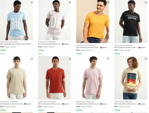 Image of United Colors Of Benetton Mens tshirt upto 75% discount 