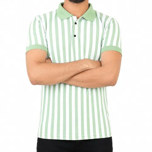 Image of Men's Vertical Striped Polo T-Shirt