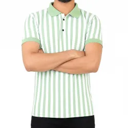 Mens Vertical Striped Polo T-Shirt