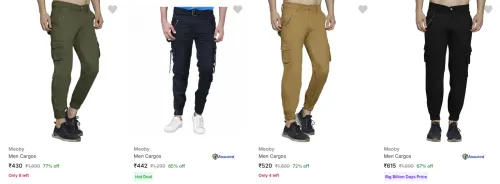 Image of Meoby Men's Cargos upto 77% Discount