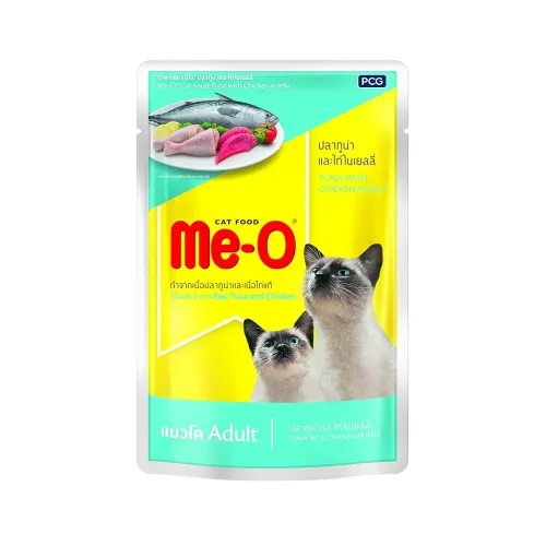 Image of Me-O Adult Wet Cat Food, Tuna and Chicken in Jelly, 80 g (Pack of 6, 480G)